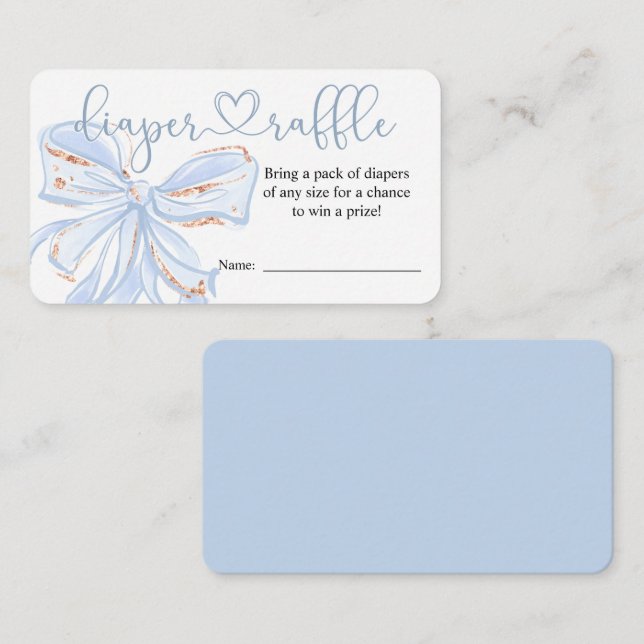 Cartão De Informações Placa Raffle Fralda Chá de fraldas  Chic Boy Blue  (Frente/Verso)