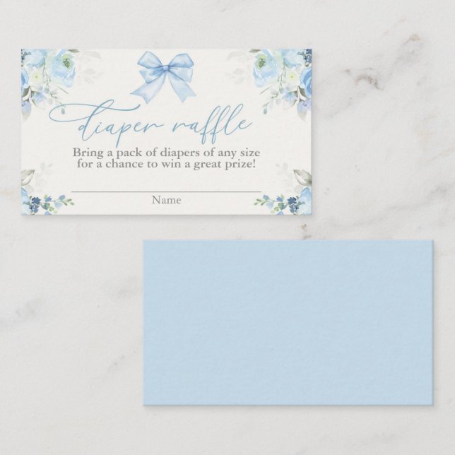 Cartão De Informações Placa Raffle Fralda do chá de fraldas com arco (Frente/Verso)