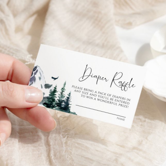Cartão De Informações Placa Raffle para Fralda das Montanhas do inverno (Criador carregado)