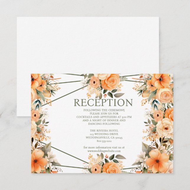 Cartão De Informações Placa receptáculo de Recepção de casamento Peach S (Frente/Verso)