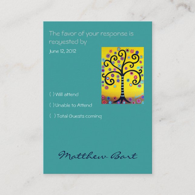 Cartão De Informações Placa RSVP (Frente)