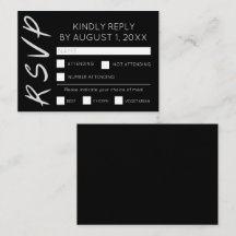 Placa RSVP branca e preto minimalista