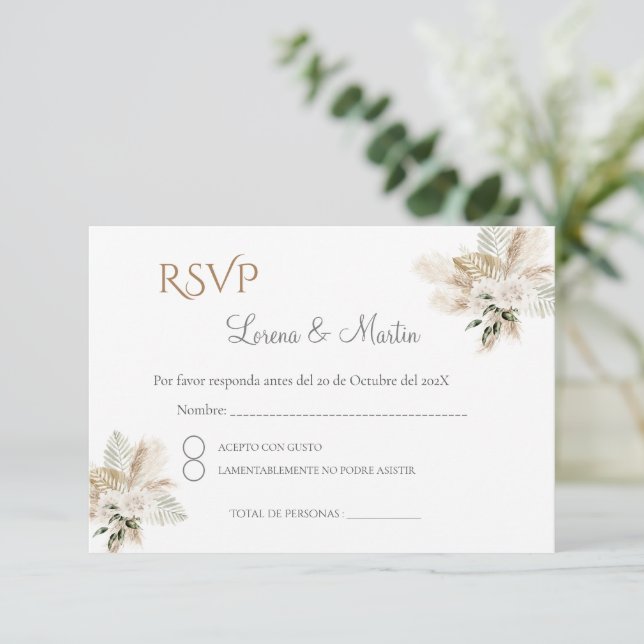 Cartão De Informações Placa RSVP de Casamento Boho Espanhol (Em pé/Frente)