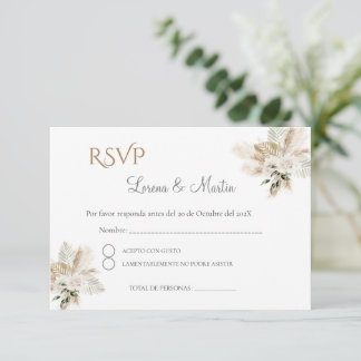 Cartão De Informações Placa RSVP de Casamento Boho Espanhol