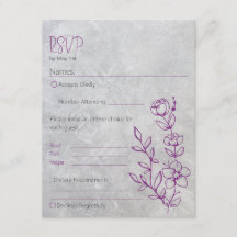 Placa RSVP de Casamento de cinza Concreto e Púrpur