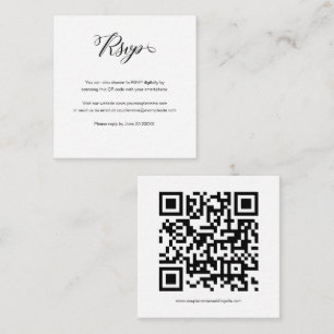 Cartão De Informações Placa RSVP de Casamento de Código QR de Script de