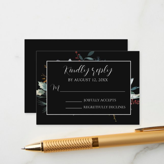 Cartão De Informações Placa RSVP de Casamento de Elegância Moderna Blush (Frente/Verso In Situ)