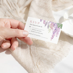 Cartão De Informações Placa RSVP de Casamento de Flores de Wisteria Roxo