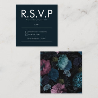 Cartão De Informações Placa RSVP de Casamento Floral Simples Moderno