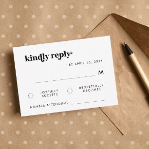 Cartão De Informações Placa RSVP de Casamento Preto e Branco da Tipograf