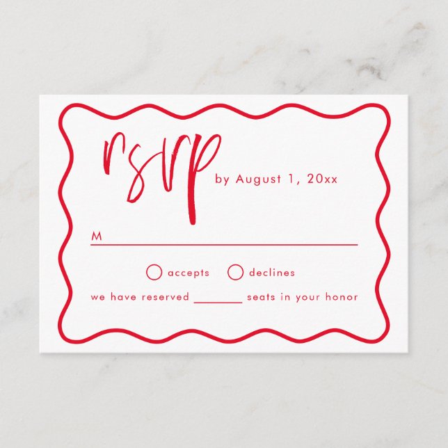 Cartão De Informações Placa RSVP de Quadro de Onda Retroativa Negrito (Frente)