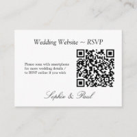Placa RSVP do Site de Código QR Minimalista Elegan