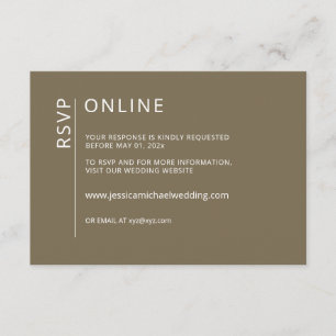 Cartão De Informações Placa RSVP Online Mínima Brown