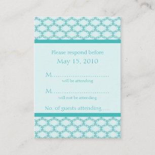 Cartão De Informações Placa RSVP Simples Glamourous, Turquoise