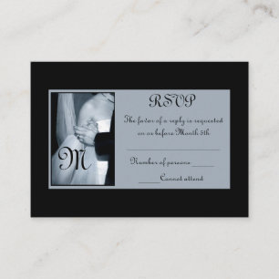 Cartão De Informações Placas de Casamento Preto e Branco RSVP