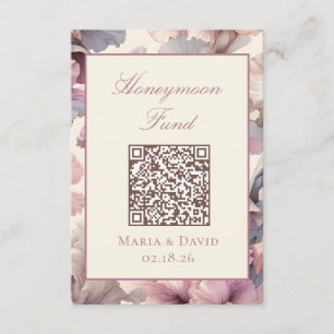 Cartão De Informações Placas de Código QR do Fundo de Lua de Honra Flora