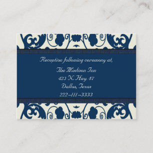 Cartão De Informações Placas de gabinete de casamento tema damasco azul