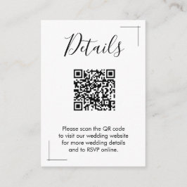 Cartão De Informações Placas de gabinete de código QR de casamento minim
