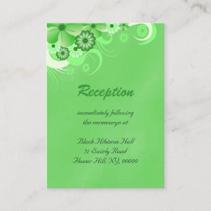 Cartão De Informações Placas de gabinete de Recepção de casamento verde