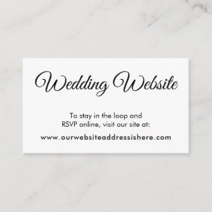 Cartão De Informações Placas de gabinete para o site de casamento branco