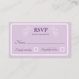 Cartão De Informações Placas de resposta RSVP de Casamento Floral Simple