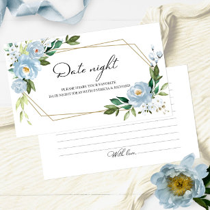 Cartão De Informações Placas Noturnas com Chá de panela Floral Azul Dust