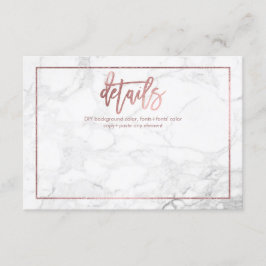 Cartão De Informações PLACAS PORMENORIZADAS PixDezines/MARBLE+FAUX ROSA
