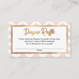 Cartão De Informações Placas Raffle Fralda Cevron Branca e Blush