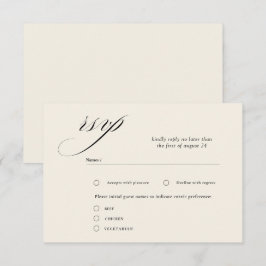 Cartão De Informações Placas RSVP de Casamento de Caligrafia Romântica