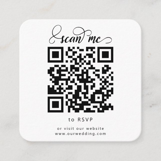 Cartão De Informações Placas RSVP de Casamento de Código QR (Frente)