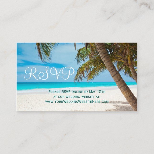 Cartão De Informações Placas RSVP de Casamento de Destino de Palm Trees  (Frente)