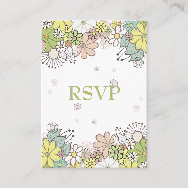 Cartão De Informações Placas RSVP de Casamento de Jardim Flor Neutro (Frente)