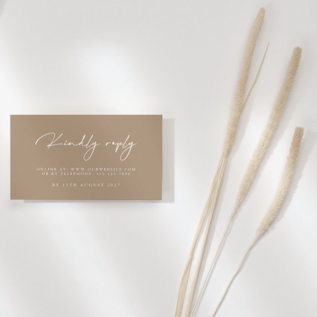 Cartão De Informações Placas RSVP de Casamento de Taupe Moderno Pale (Criador carregado)