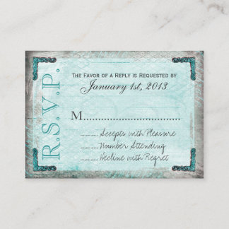 Cartão De Informações Placas RSVP Vintage, Silver e Azul