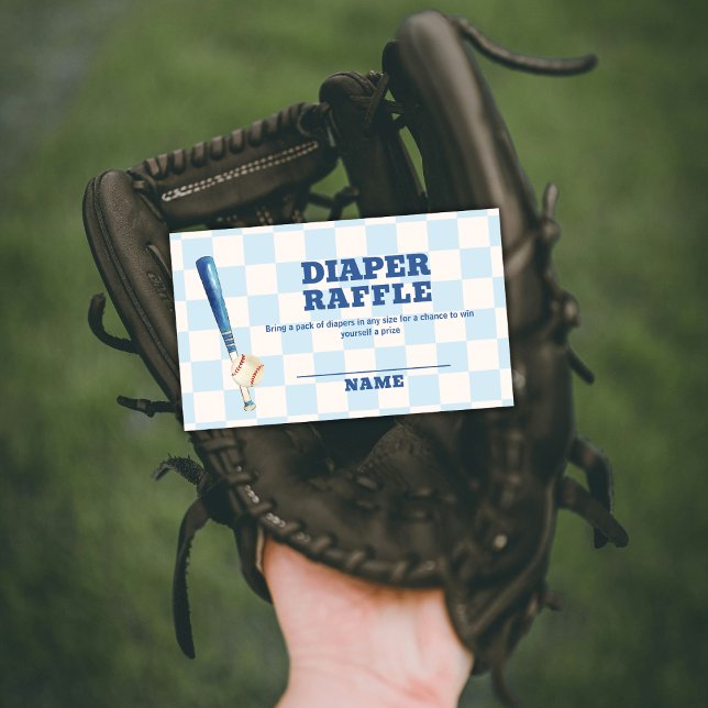 Cartão De Informações Plaid Slugger Baseball Diaper Raffle Baby Shower  (Plaid Slugger Baseball Diaper Raffle Baby Shower Enclosure Card)