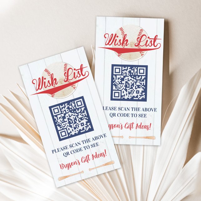 Cartão De Informações Play Ball Baseball Birthday Wish List Card (Criador carregado)