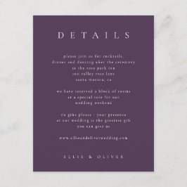 Cartão De Informações Plum Purple Elegant Boho Details Wedn Modern