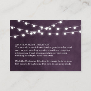 Cartão De Informações Plum String Lights Wedding Insert Card