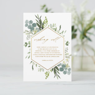 Cartão De Informações Poço de Desejos de Casamento com Água Verde Dourad