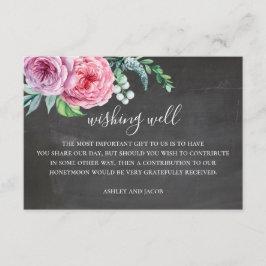 Cartão De Informações Poço de desejos de casamento em quadro negro. Boho