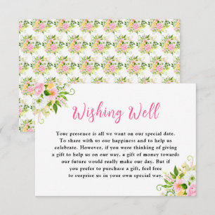 Cartão De Informações Poço de Desejos de Casamento Floral Amarelo Rosa d