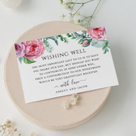 Cartão De Informações Poço de desejos de casamento floral boho rosa em a