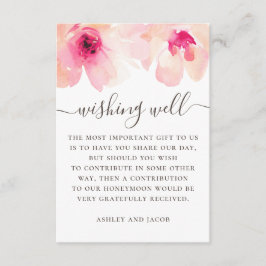 Cartão De Informações Poço de desejos de casamento floral rosa aquarela