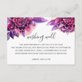 Cartão De Informações Poço de desejos de casamento floral roxo aquarela