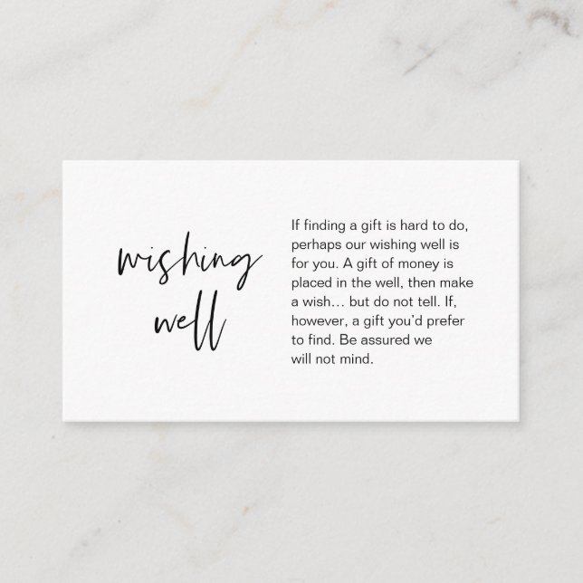 Cartão De Informações Poço de Desejos de Casamento Moderno, Presente de  (Frente)