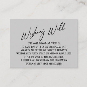 Cartão De Informações Poço dos Desejos Letra Moderna Simples Cinza Claro