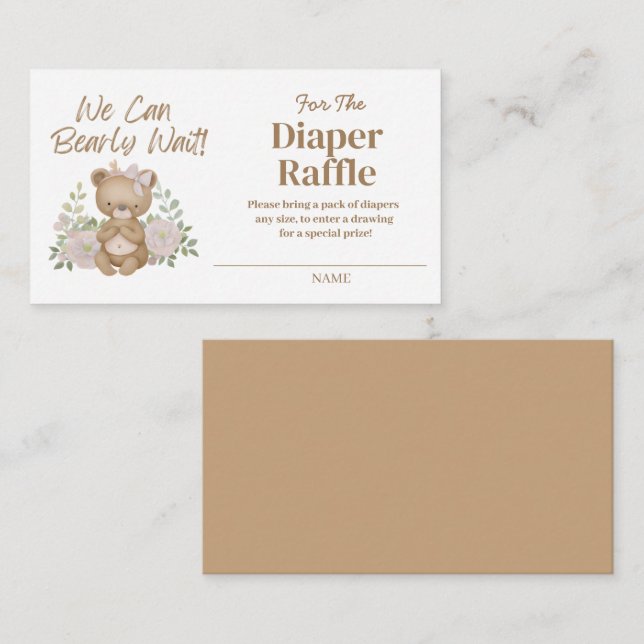 Cartão De Informações Podemos Aguardar Fralda Raffle Enclosure Card (Frente/Verso)