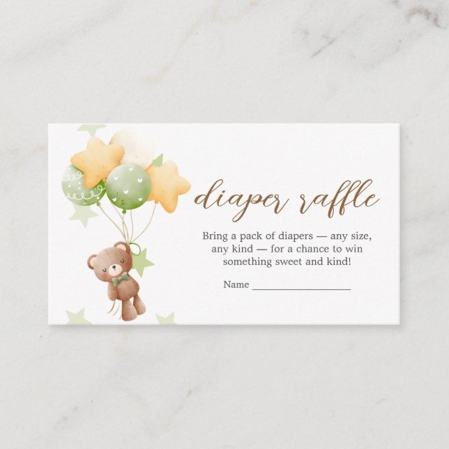 Cartão De Informações Podemos Esperar Balão Fralda Raffle (Frente)
