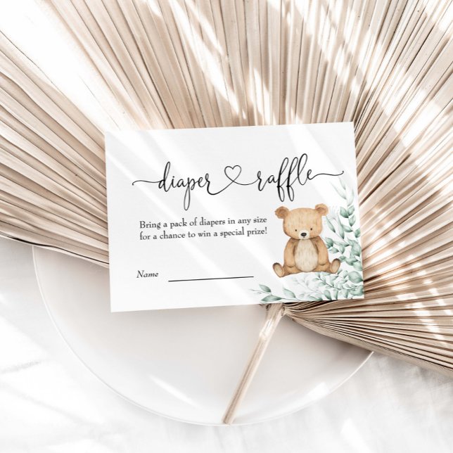 Cartão De Informações Podemos Esperar O Urso Verde Fralda Raffle (Criador carregado)