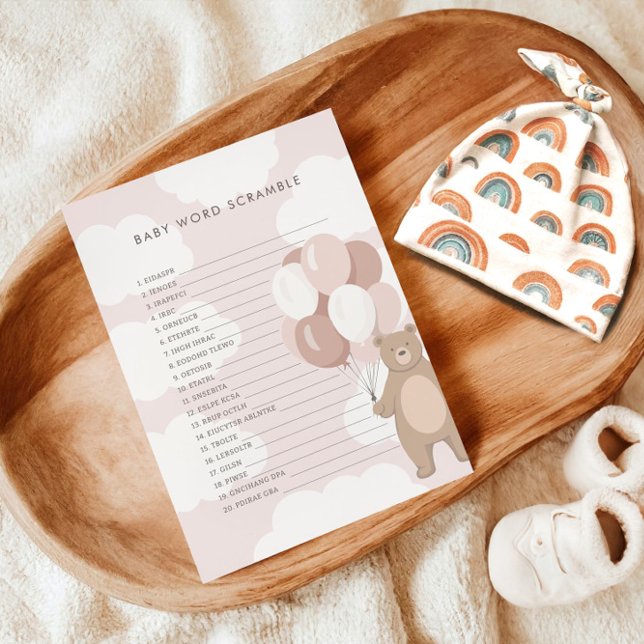 Cartão De Informações Podemos Esperar. | Pink Baby Word Scramble (Criador carregado)